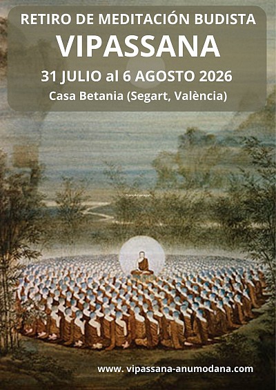 Retiro meditación budista Vipassana 2026 agosto Valencia España mindfulness